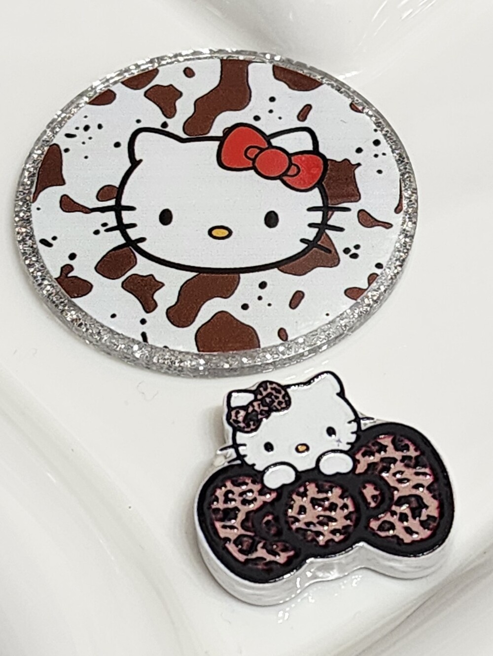 Cat Cow Print Flatback Focal Bead Crafts Badge Beaded Pen Magnet Bag Clip